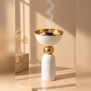 Encensoir à charbon Blanc & Doré